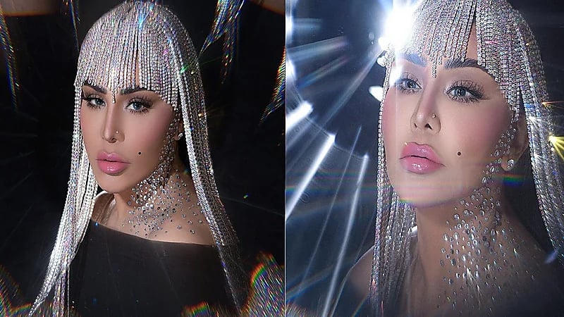 بالصور .. أحلام ترتدي باروكة مرصعة بالألماس