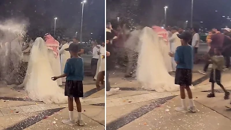 زفة عروسين على كورنيش الخبر.. فيديو