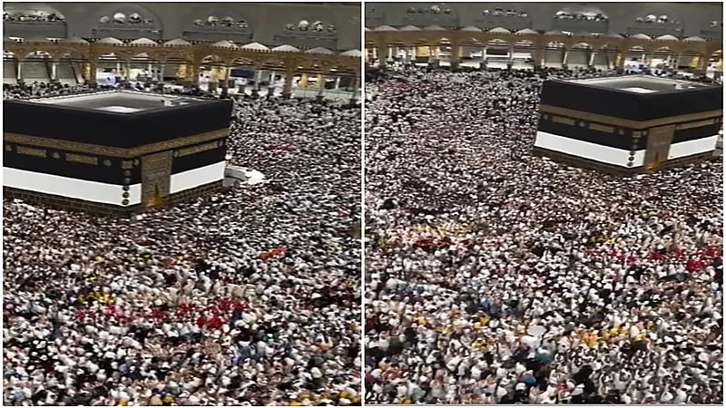 مشهد مهيب لحجاج يكبرون حول الكعبة .. فيديو