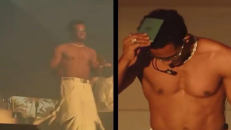 معجب يرمي جواز سفره على محمد رمضان بحفله في أمريكا .. فيديو