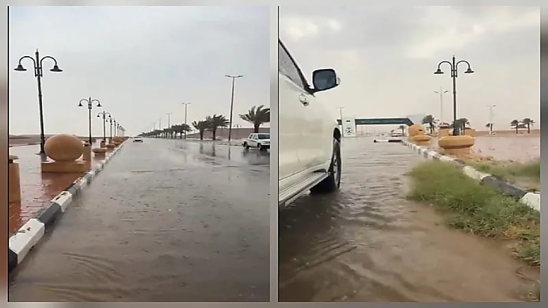 أمطار غزيرة تضرب تمير شمال الرياض .. فيديو