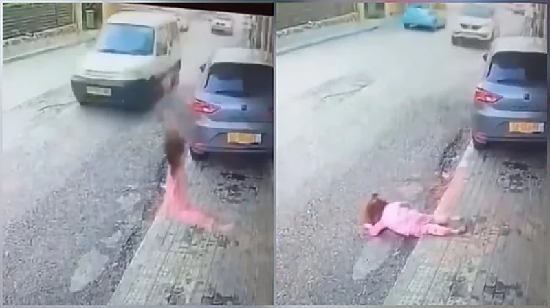 لحظة سقوط طفلة من شرفة منزل في إسبانيا.. فيديو