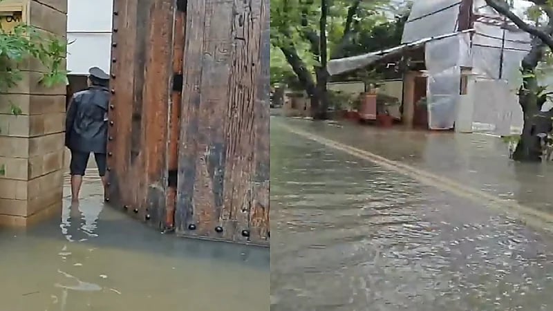 مياه الأمطار تقتحم منزل أميتاب باتشان .. فيديو