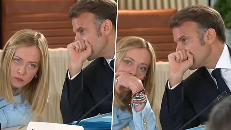 نظرة ميلوني تقلب الطاولة على ماكرون: لقطة من قمة G7 تشعل الجدل.. فيديو