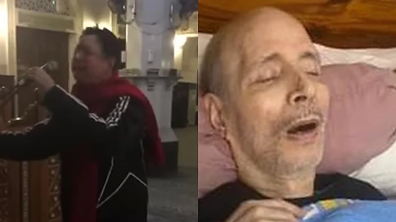 مقطع متدول للفنان إيمان درويش وهو يؤذن لصلاة الفجر بعد تدهور صحته .. فيديو