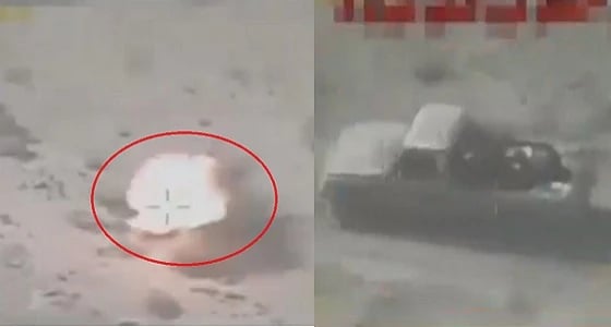 بالفيديو.. استهداف طيران التحالف لميليشيات الحوثي الإيرانية