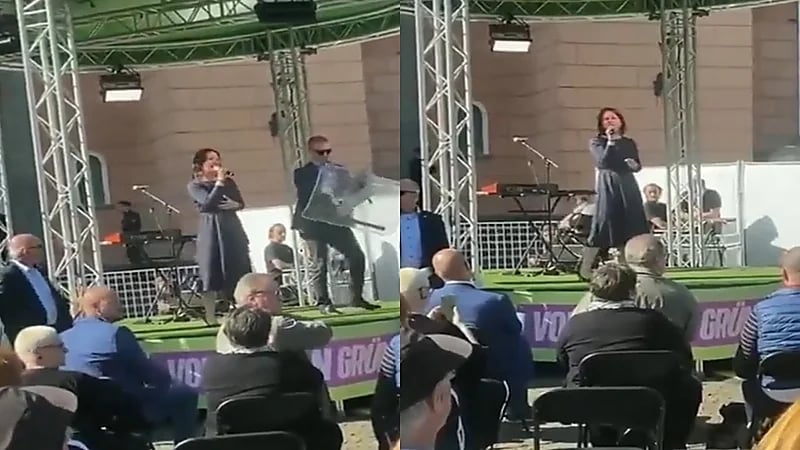 بالفيديو.. وزيرة الخارجية الألمانية تتعرض للاعتداء في تجمع انتخابي