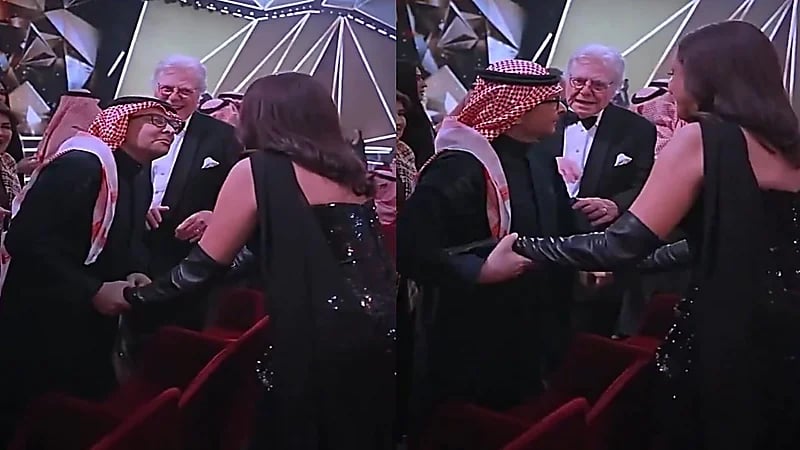 ردة فعل طريفة من حسين فهمي على قبلات عبدالمجيد عبدالله لـ أنغام