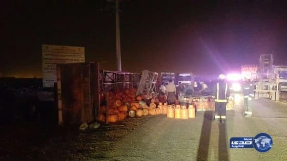 انحراف ناقلة غاز في خميس مشيط دون وقوع ضحايا