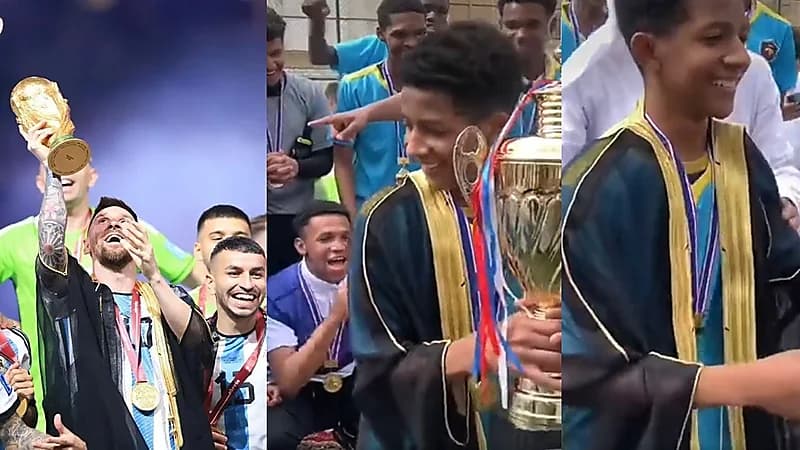 فيديو تتويج طالب بمكة بـ "البشت" على طريقة ميسي في كأس العالم