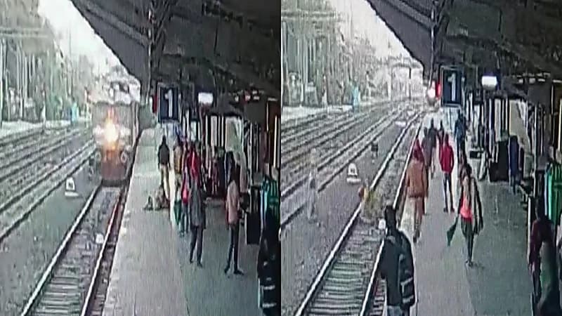 بالفيديو.. إنقاذ حياة امرأتين كاد يدهسهما قطار