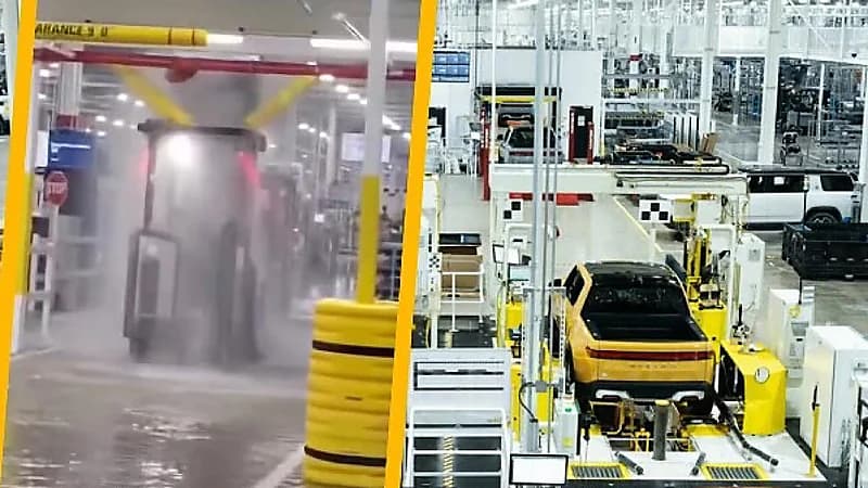 حادث تسبب في غرق مصنع سيارات ريفيان .. فيديو