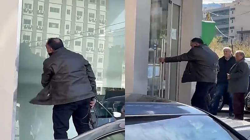 بالفيديو.. لحظة اقتحام لبناني لأحد البنوك لاسترداد أمواله