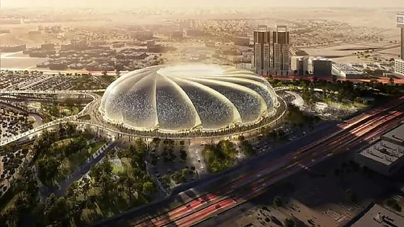 ملعب أرامكو يقترب من الجاهزية والعمل متواصل على مدار الساعة.. فيديو