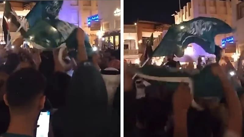 شاهد.. الجماهير السعودية تُردّد: "بالطول بالعرض سعودي يهز الأرض"