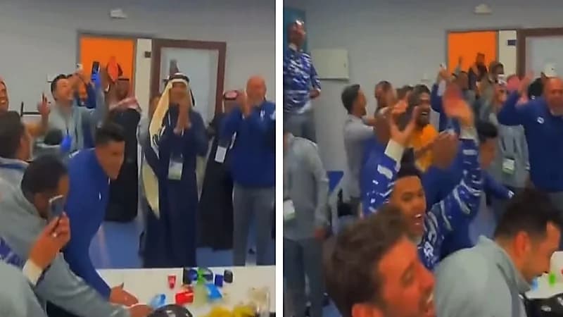 شاهد.. فرحة لاعبي الهلال داخل غرفة تغيير الملابس