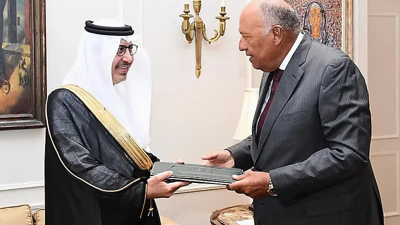 سفير المملكة لدي مصر يسلم أوراق اعتماده لوزير الخارجية المصري .. صور