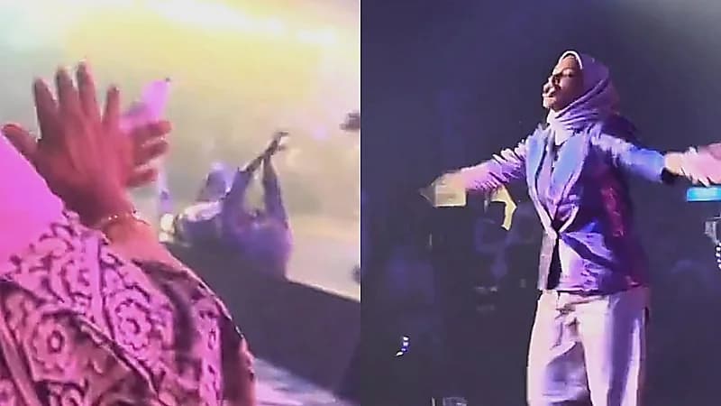 لحظة سقوط آلاء الهندي من على المسرح .. فيديو