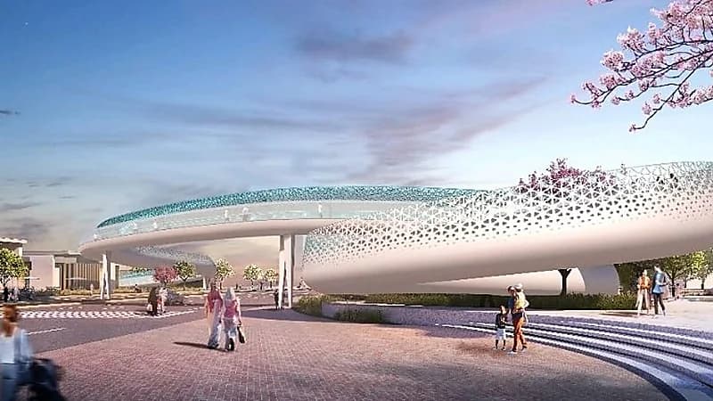 جسر مشاة بتصميم جمالي ضمن مشروع تراي بارك في الدمام ..صور