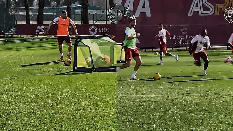 سعود عبدالحميد يُمازح زميله في تدريبات روما .. فيديو