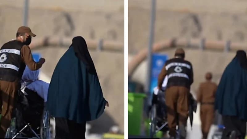 رجل أمن يخطف الأنظار بتصرفه مع مسنة من ذوي الاعاقة .. فيديو