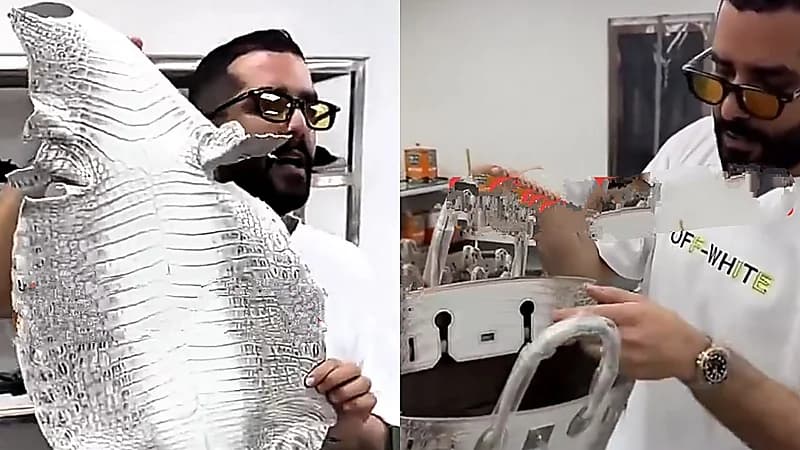 عبدالله الودعاني يوثّق استخدام جلود تماسيح حقيقية في صناعة شنط إيرميز .. فيديو