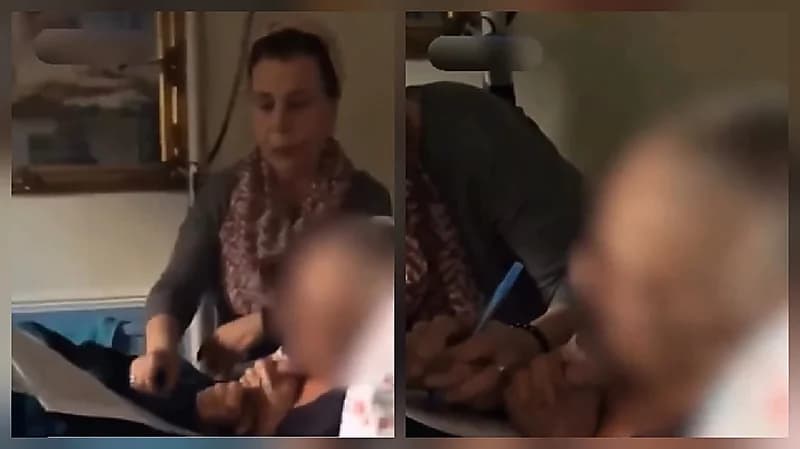 امرأة تستغل مرض والدتها لإجبارها على توقيع وصية الميراث.. فيديو