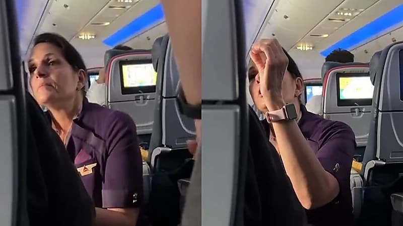 مضيفة طيران تتدخل لطمأنة راكب أصيب بنوبة هلع .. فيديو