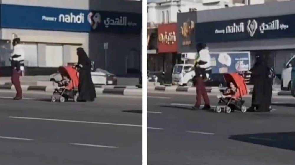 حارس أمن يحصد تفاعل واسع بعد مساعدته امرأة وأطفالها أثناء عبور الشارع .. فيديو