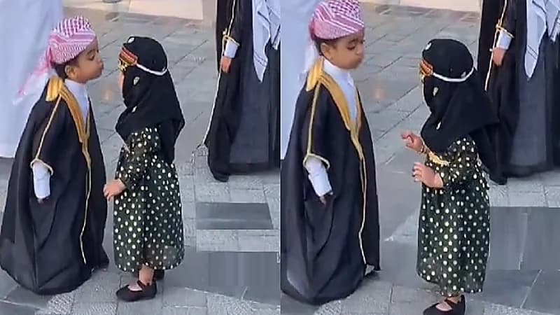 الفطرة السليمة لطفلة ترفض تقبيل طفل لها ببراءة .. فيديو