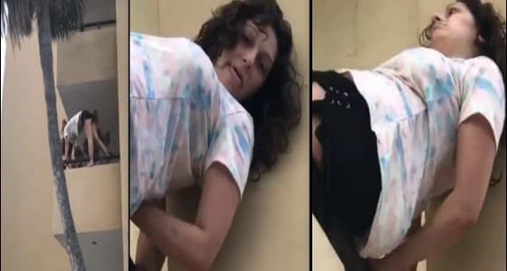 بالفيديو..فتاة تمارس اليوجا على حافة البلكونة تحت تأثير " الفلاكا "